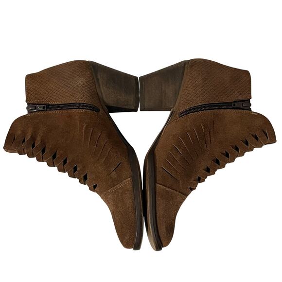 Free People Ankle Booties Suede Block Heel Dark Brown Women's Size 7.5 - Picture 5 of 13